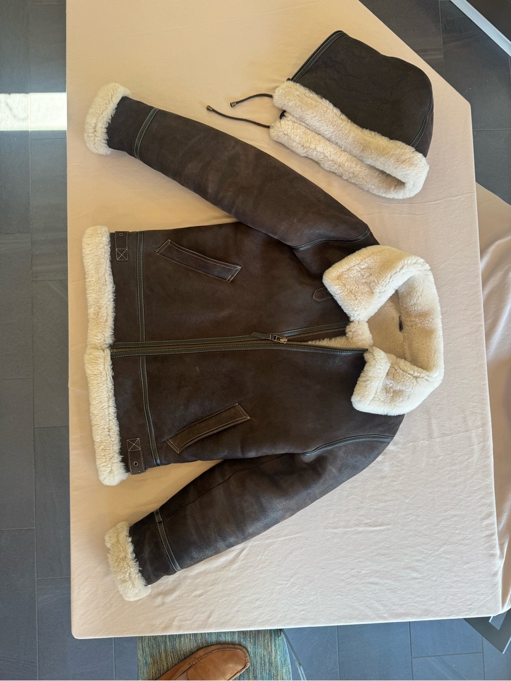 Overland B-3 Sheepskin Bomber Jacket with Hood